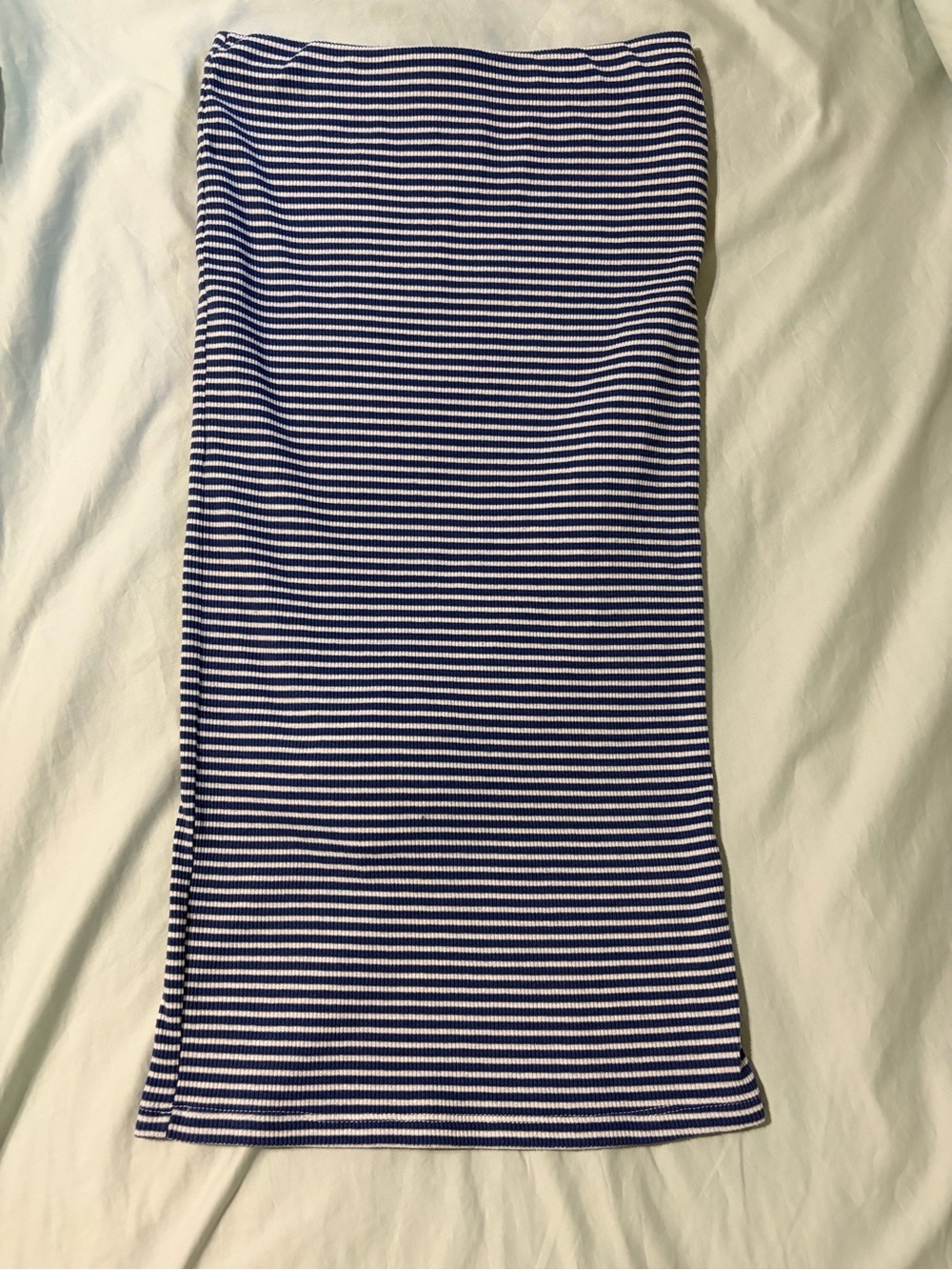 bobeau Navy and White Striped Pencil Skirt